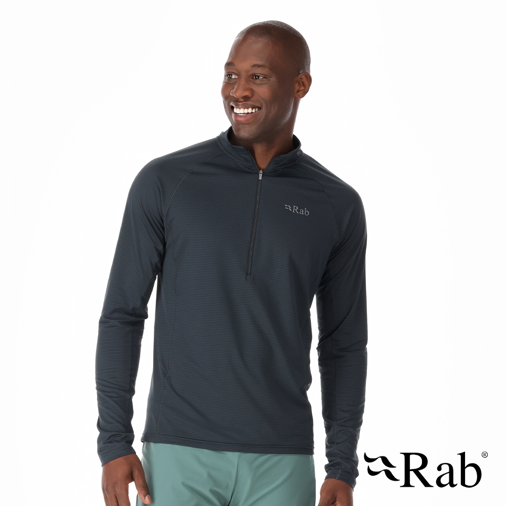 Rab Men's Sonic LS Zip 男款 長袖透氣拉鍊排汗衣 QBL-03-BEL 鯨魚灰 [HappyOutdoor]