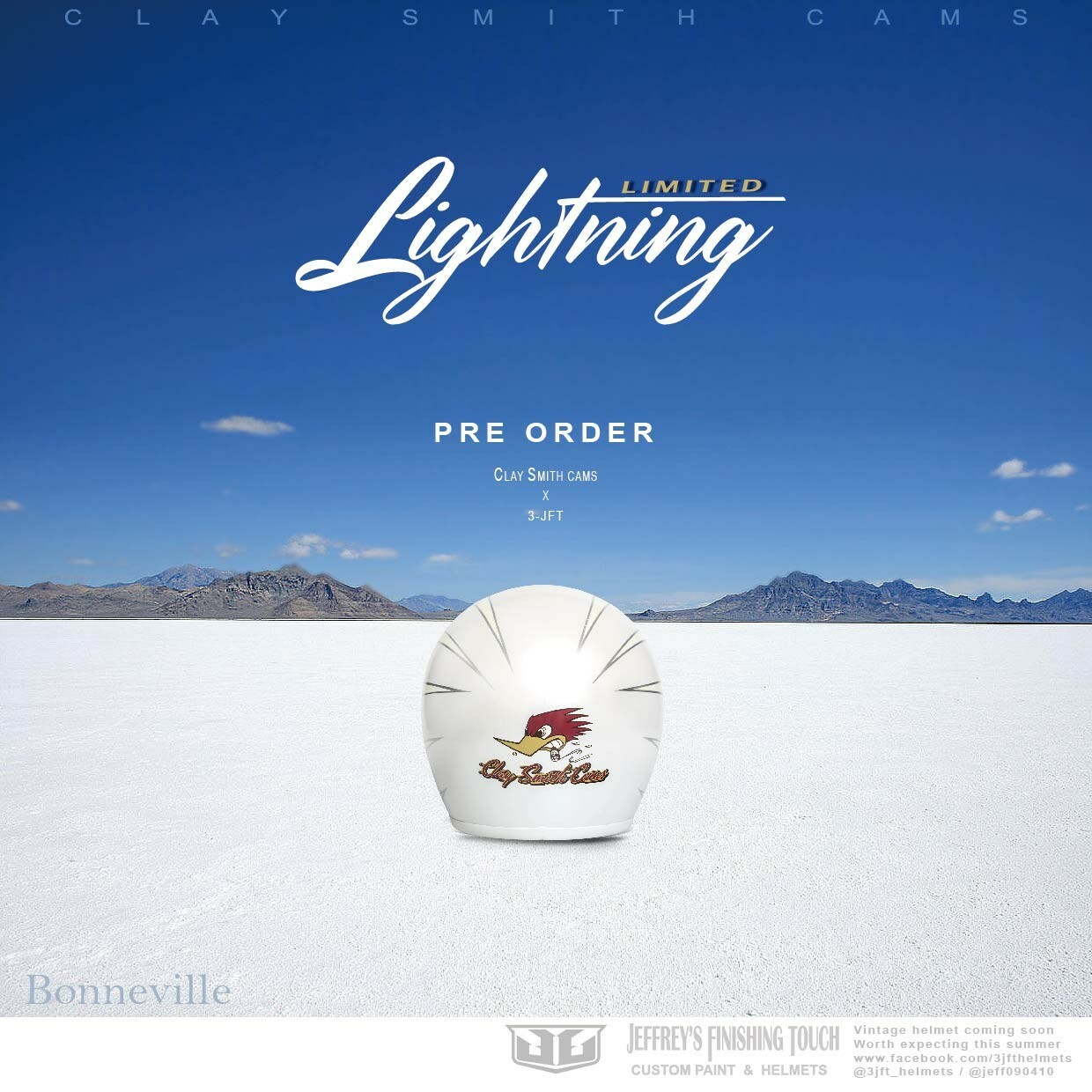 3-JFT CLAY SMITH CAMS "LIGHTNING" 叼煙鷹 珍珠白色 復古帽 3/4罩