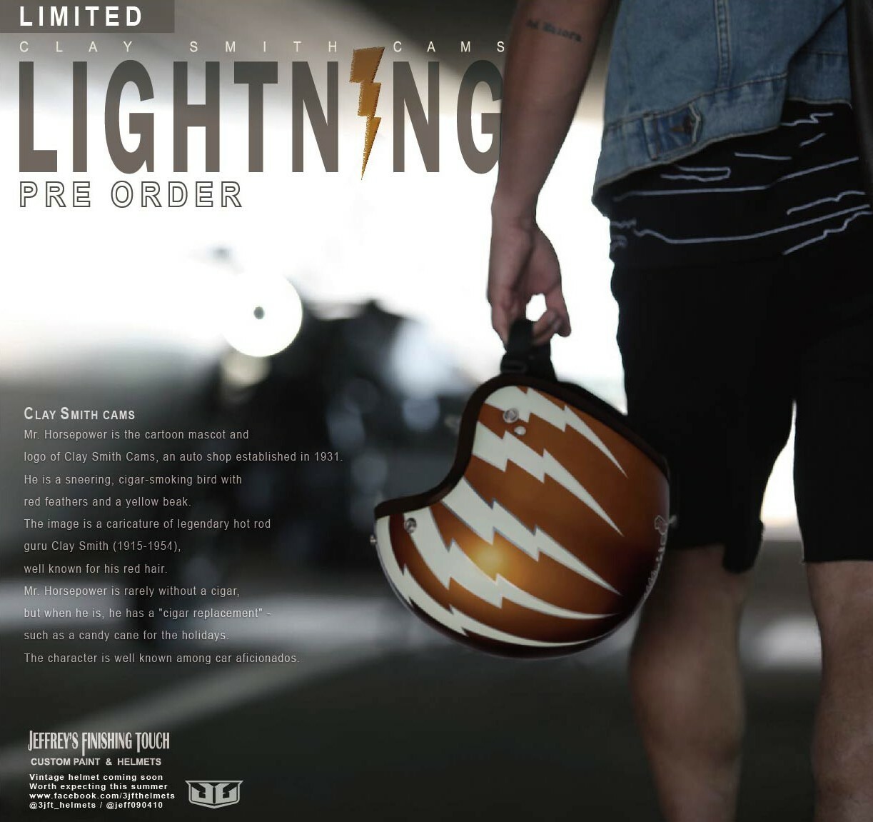 3-JFT CLAY SMITH CAMS "LIGHTNING" 叼煙鷹 橘銅色 復古帽 3/4罩