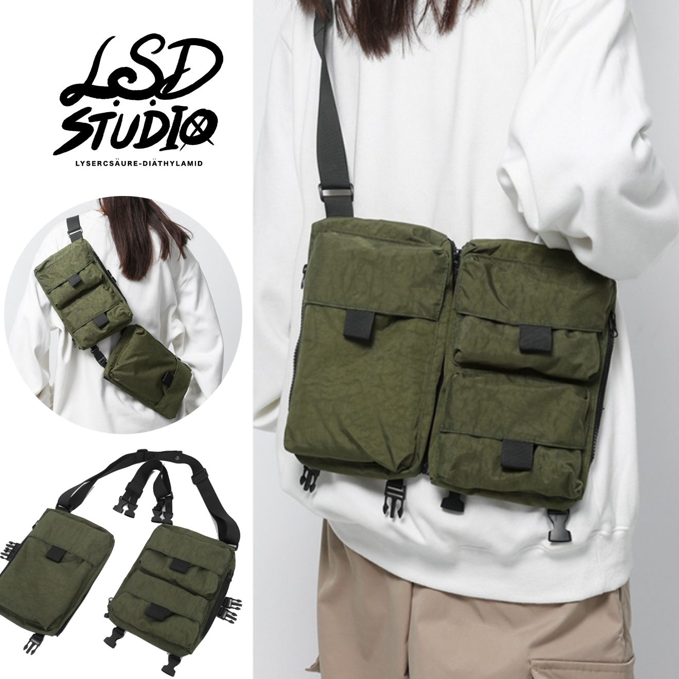 【BGNM012】機能立體袋穿搭多用胸包背心包