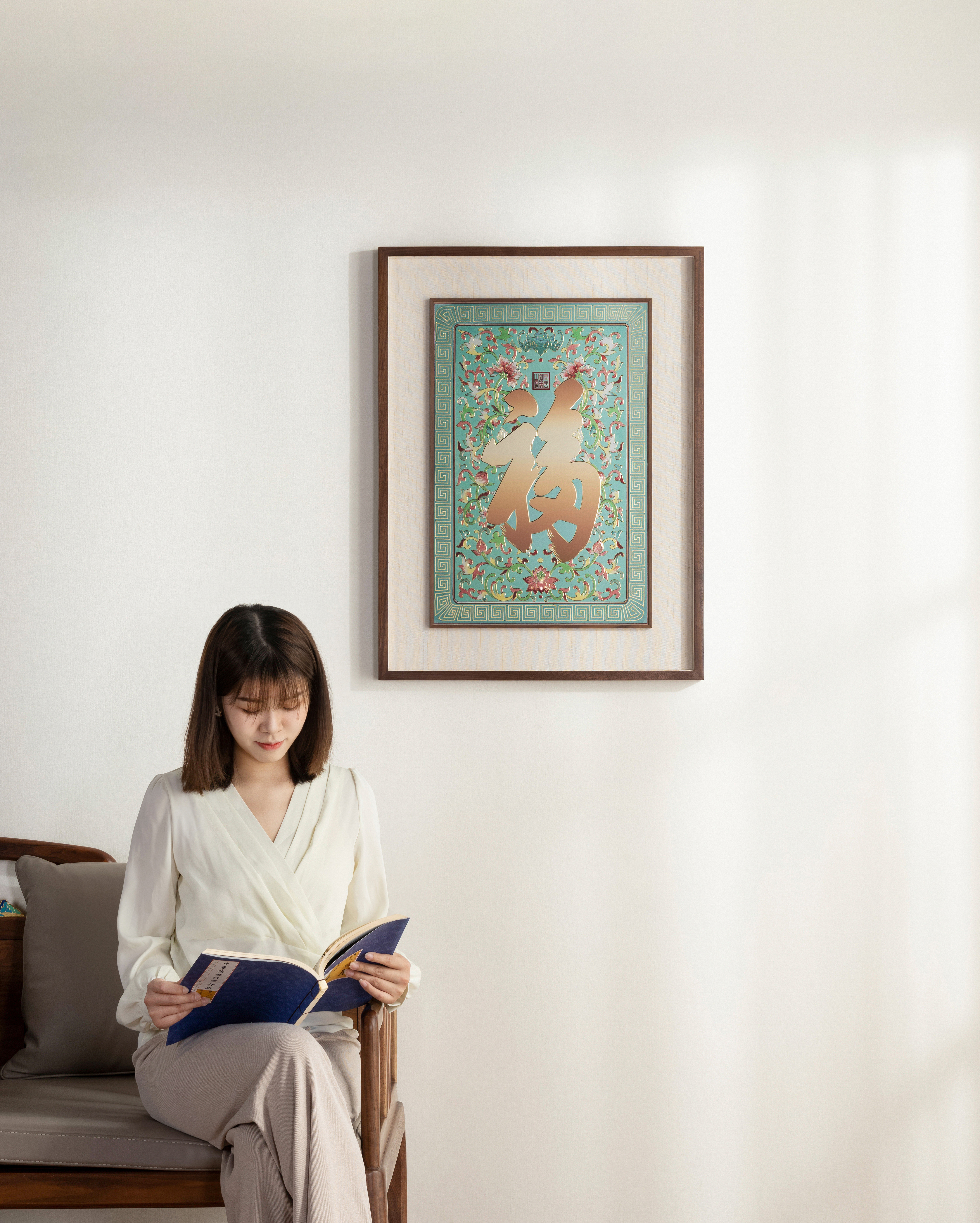 康熙御筆福字(銅雕畫)