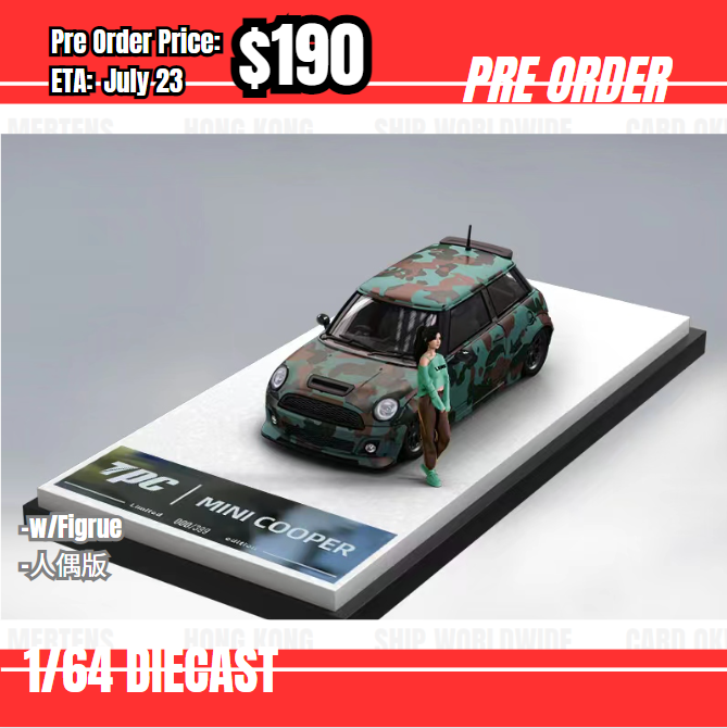 Pre Order-$190 TPC 1:64 Mini Cooper R56 Green Camo w/figure [OD20/05]