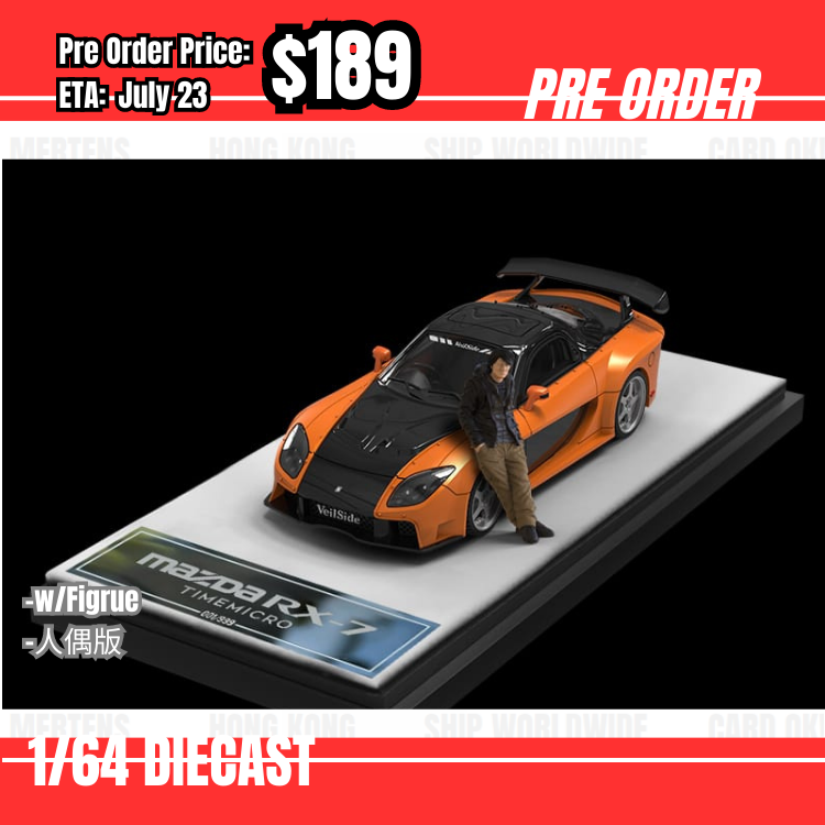 Pre Order-$189 Time Micro 1:64 Mazda RX-7 Veilside Fortune w/figure [OD20/05]