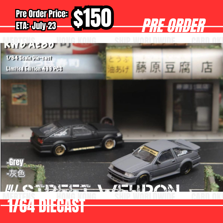 Pre Order-$150 Street Weapon 1:64 Toyota Levin AE86 RWB Cement Grey [OD20/05]