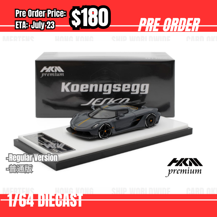 Pre Order-$180 HKM Premium 1:64 Koneigsegg Jesko Absolut Dark Grey Regular Version [OD20/05]