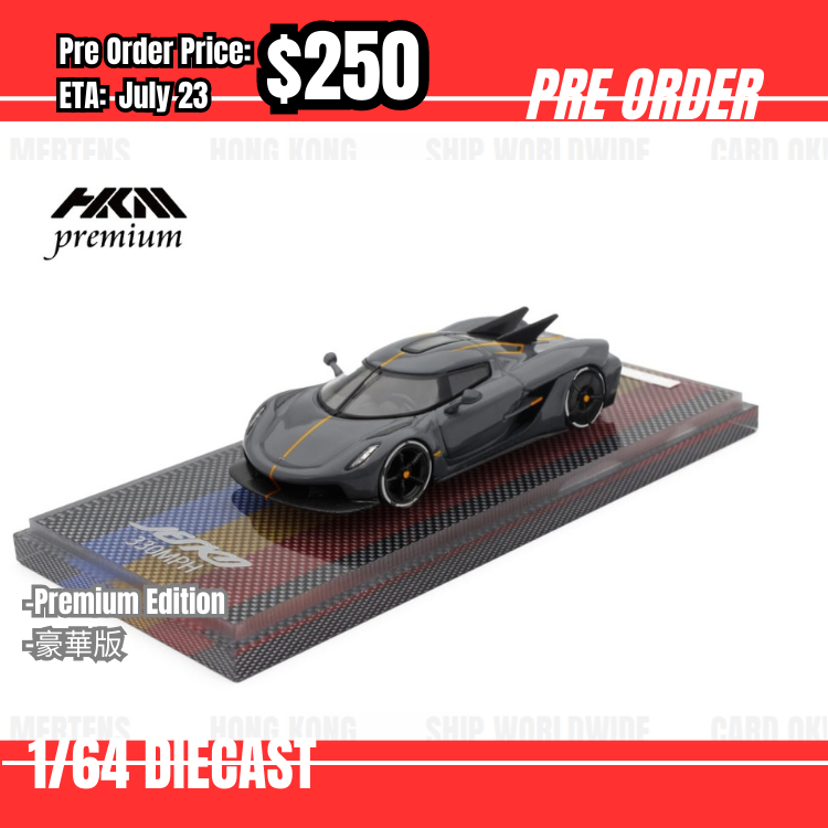 Pre Order-$250 HKM Premium 1:64 Koneigsegg Jesko Absolut Dark Grey Premium Edition [OD20/05]