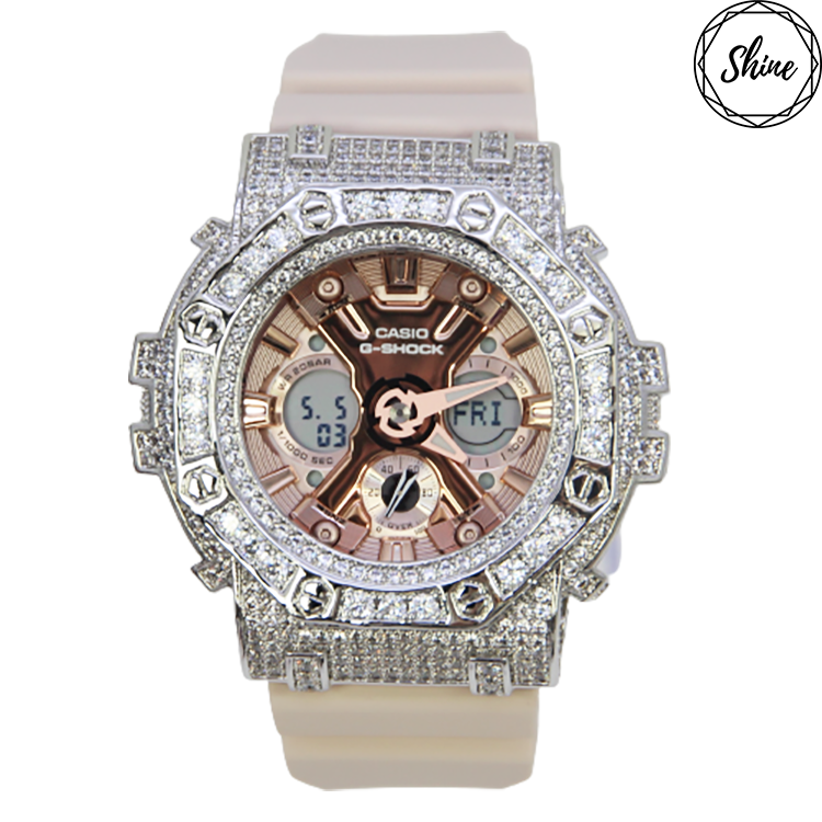 銀色 Mini-G 改裝手錶 GMA-S120MF-4A - 八角雙圈