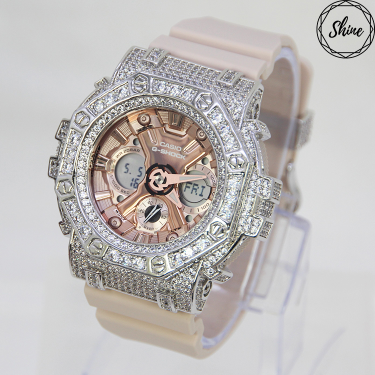 銀色 Mini-G 改裝手錶 GMA-S120MF-4A - 八角雙圈