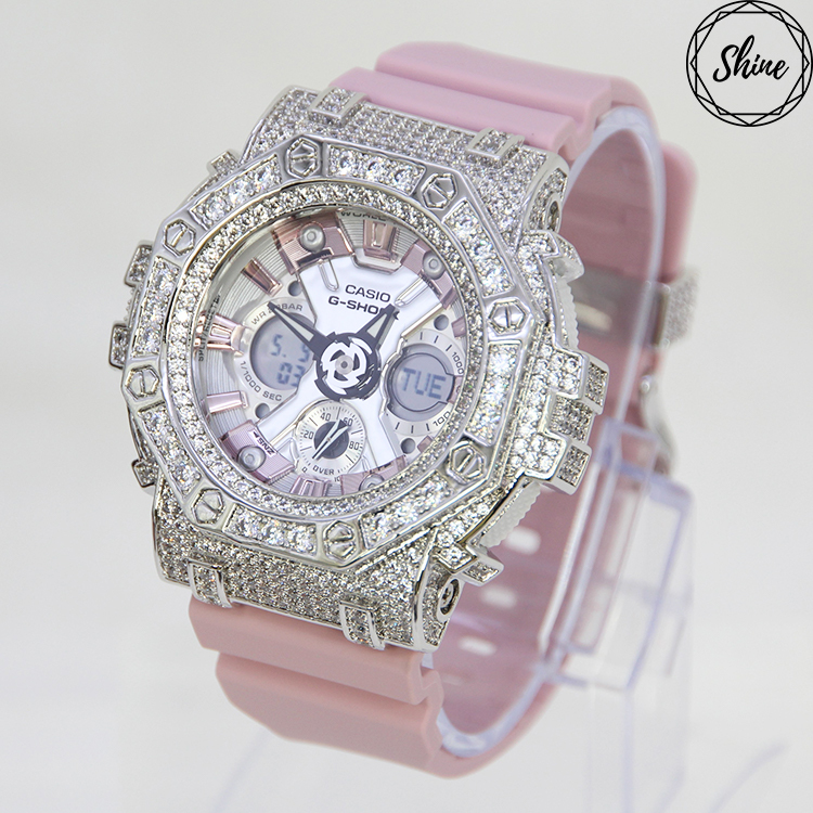 銀色 Mini-G 改裝手錶 GMA-S120NP-4A - 八角雙圈