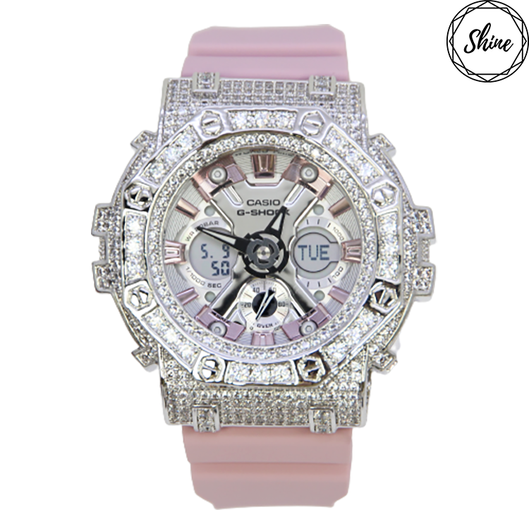 銀色 Mini-G 改裝手錶 GMA-S120NP-4A - 八角雙圈