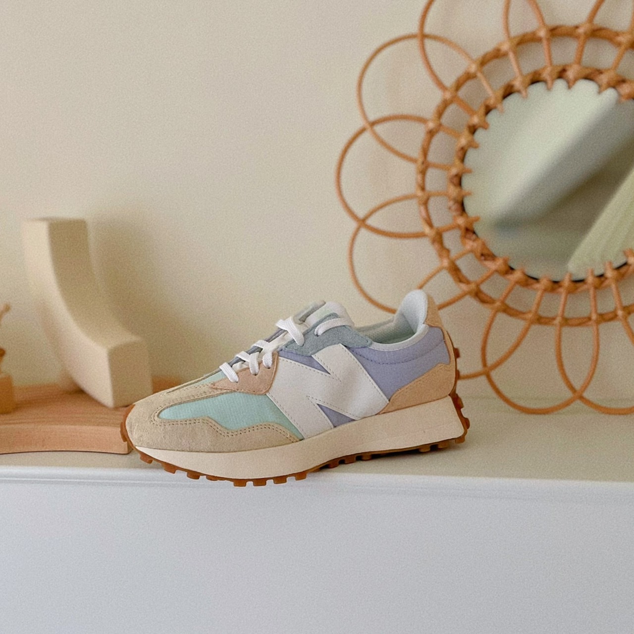 New Balance 327 糖果粉 馬卡龍 寶寶藍 漸層 白色 歐洲限定 復古鞋 WS327PAB