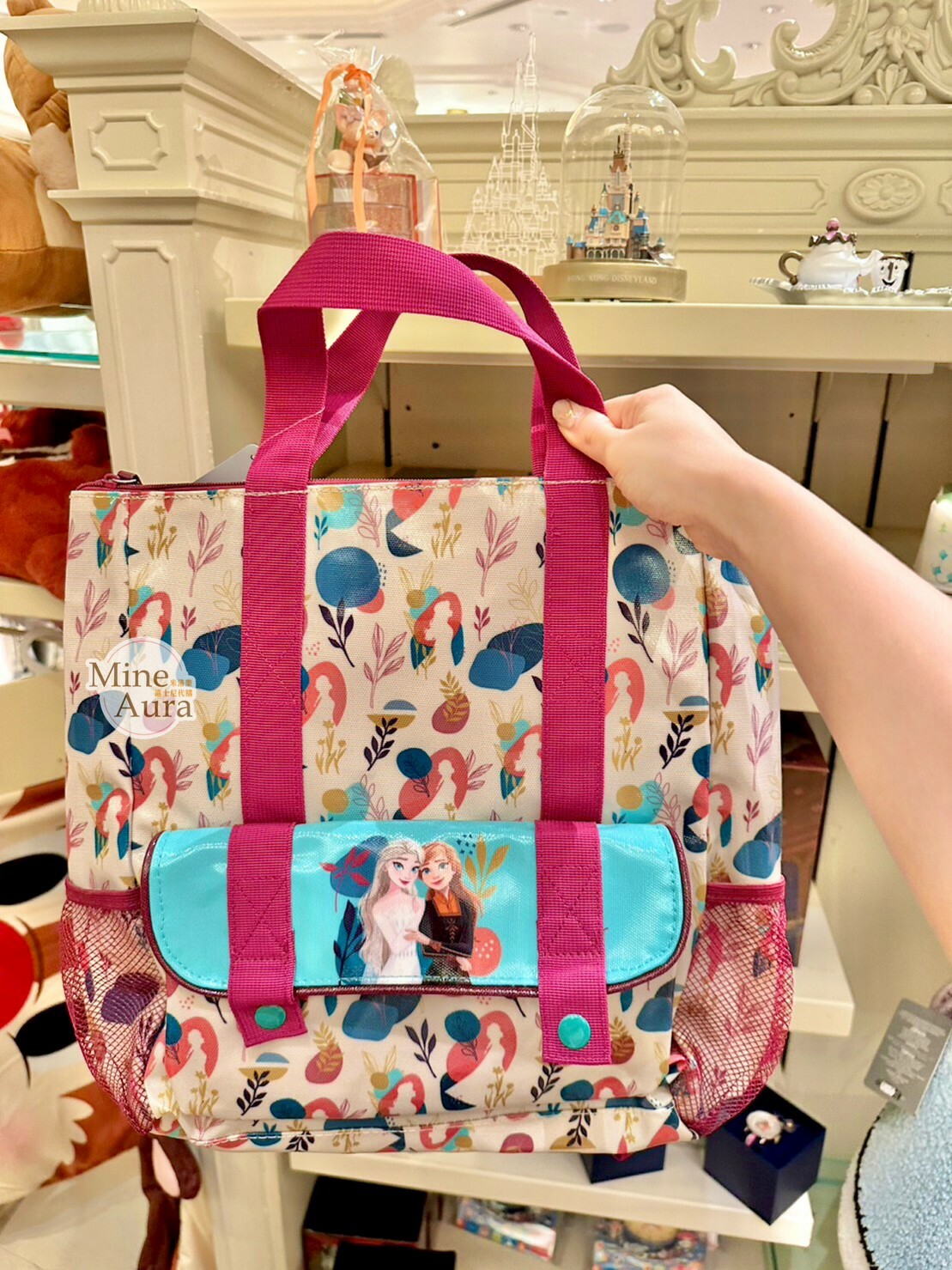 艾莎 Elsa 安娜Anna 剪影 滿版圖案 手提袋 手提包 後背包 冰雪奇緣 Frozen -香港迪士尼樂園
