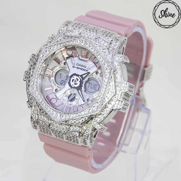 銀色 Mini-G 改裝手錶 GMA-S120NP-4A - 玫瑰