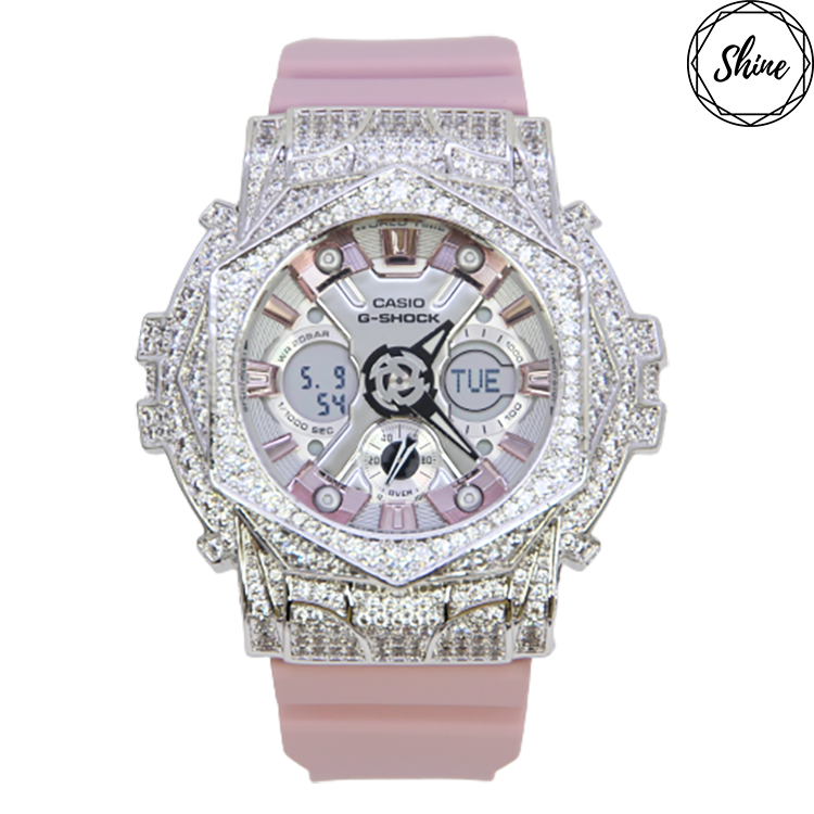 銀色 Mini-G 改裝手錶 GMA-S120NP-4A - 玫瑰