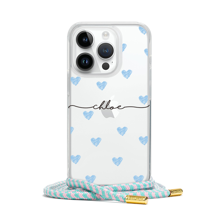 寶寶藍愛心 - (客製化) iPhone透明掛繩手機殼