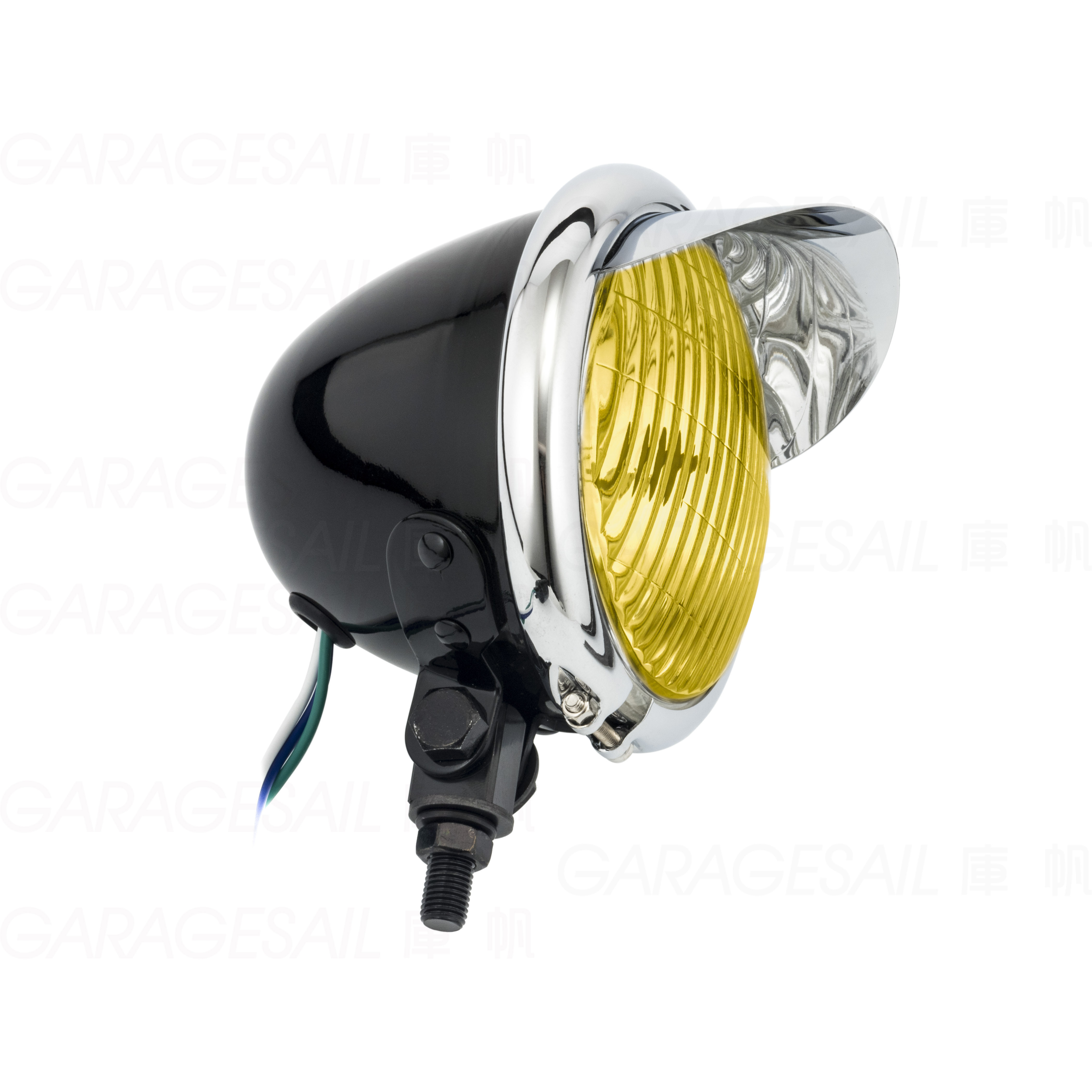 4.5吋圓 下鎖式 燈簷大燈 黑銀