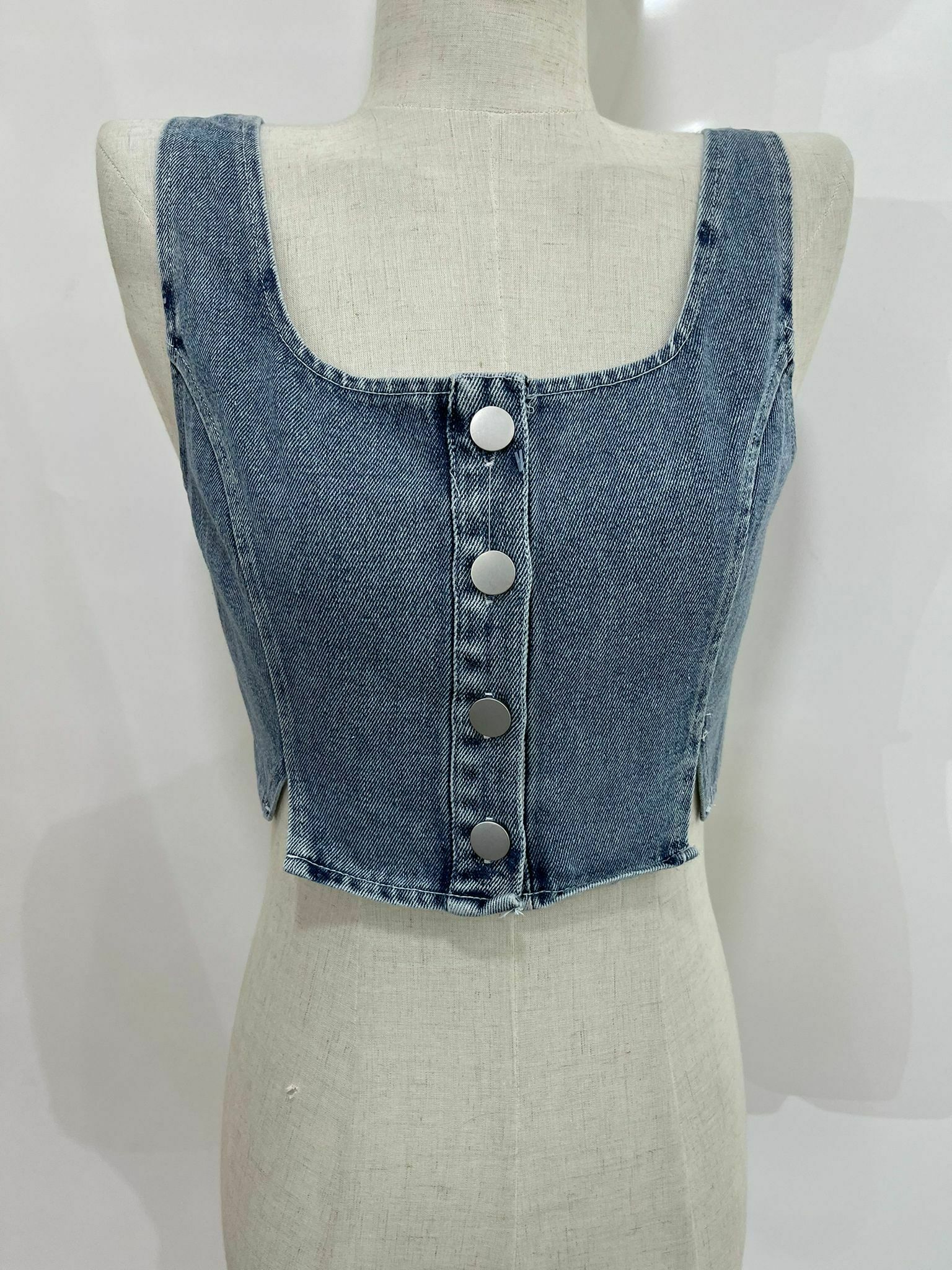 J-Clair 藍色牛仔後橡筋短背心 492067 - M