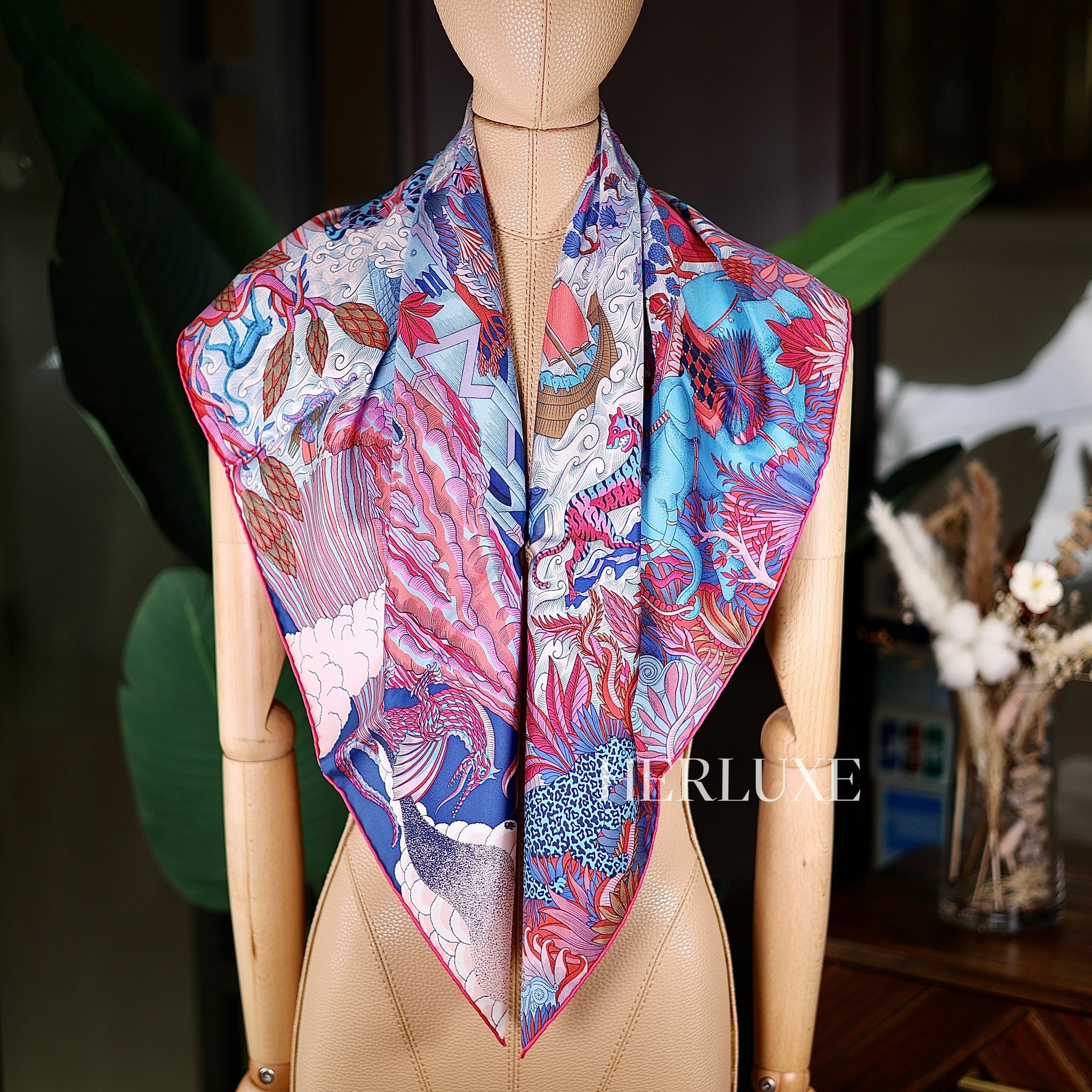 Scarf 100% soie 90 × 90cm