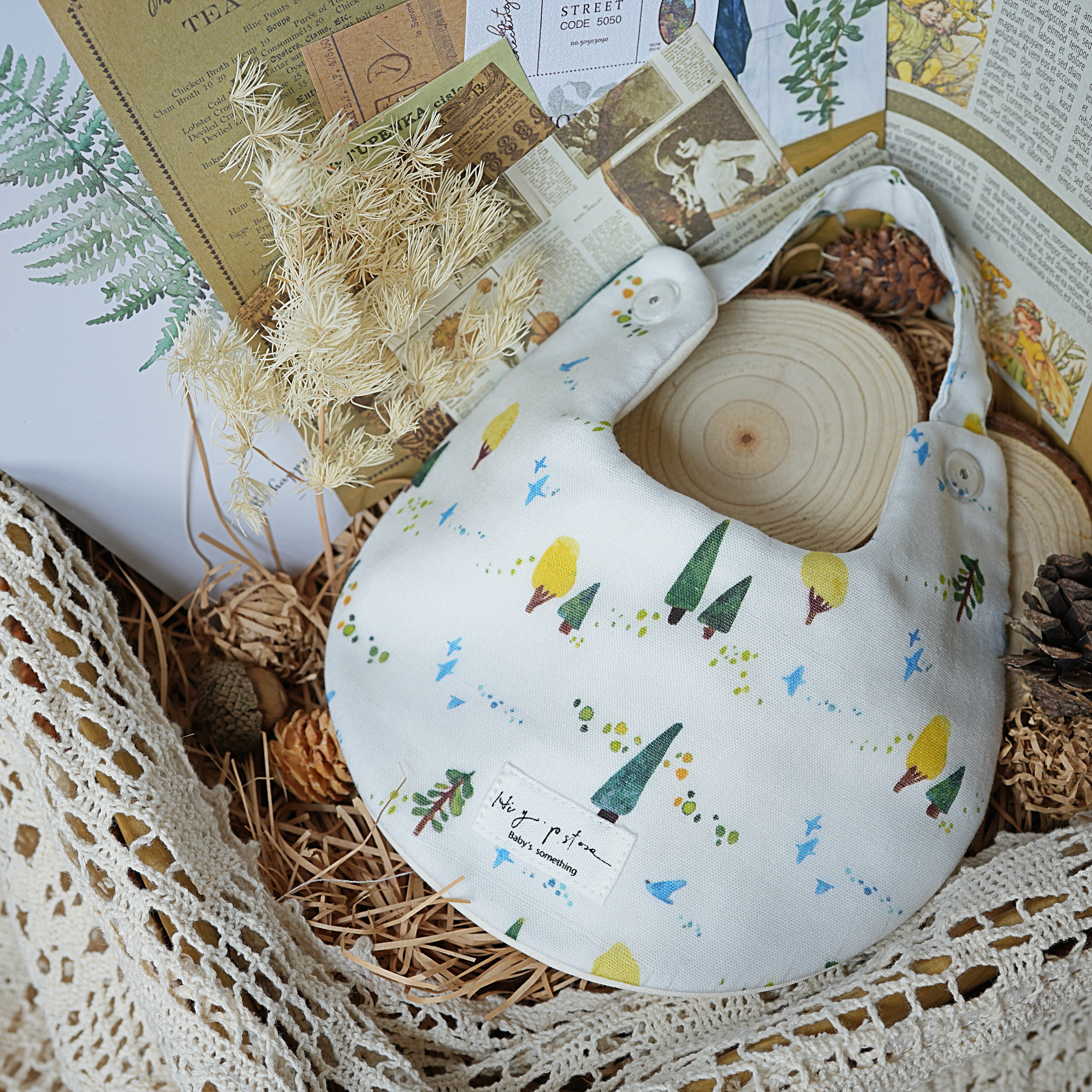 Hi Y.P store-手作圍兜-獨家設計款-鳥語森林