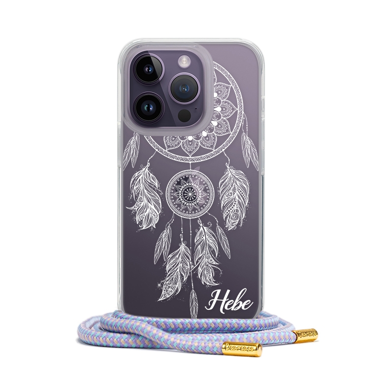 白色捕夢網 - (客製化) iPhone透明掛繩手機殼