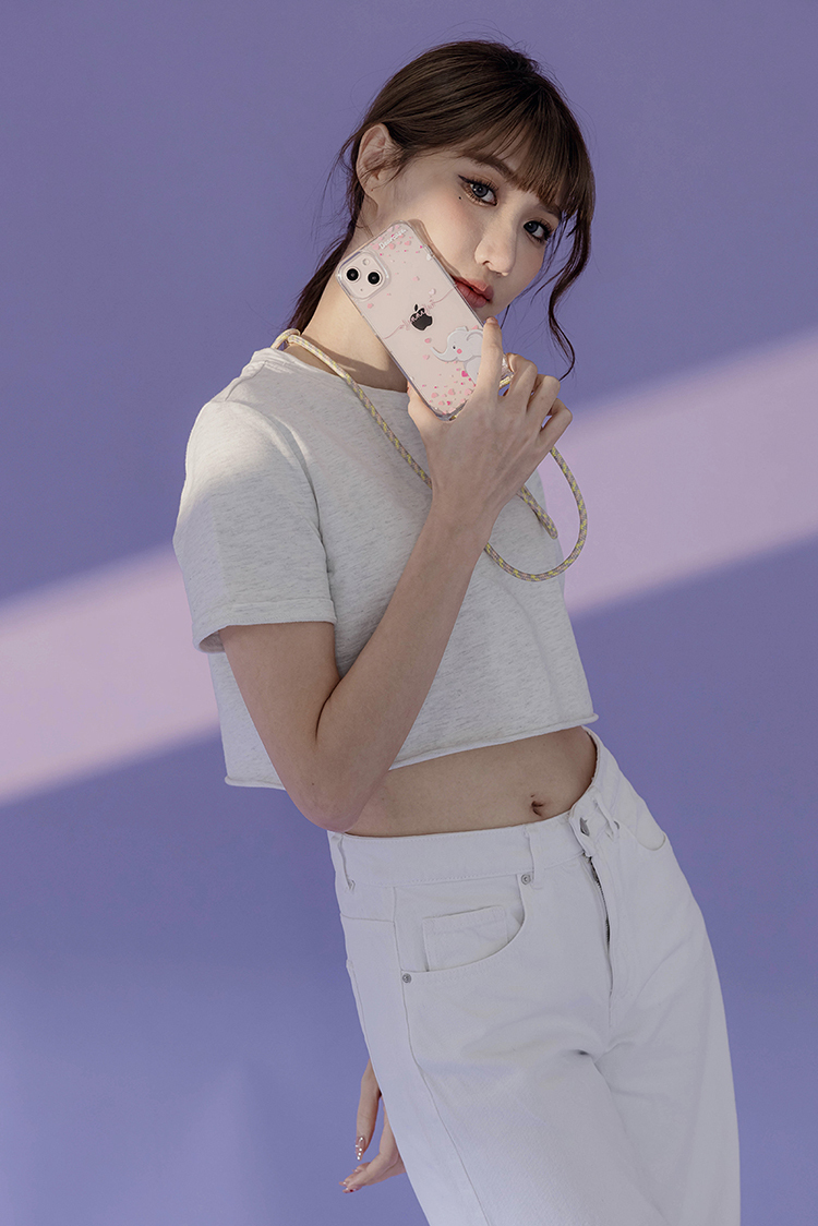 粉紅小象 - (客製化) iPhone透明掛繩手機殼