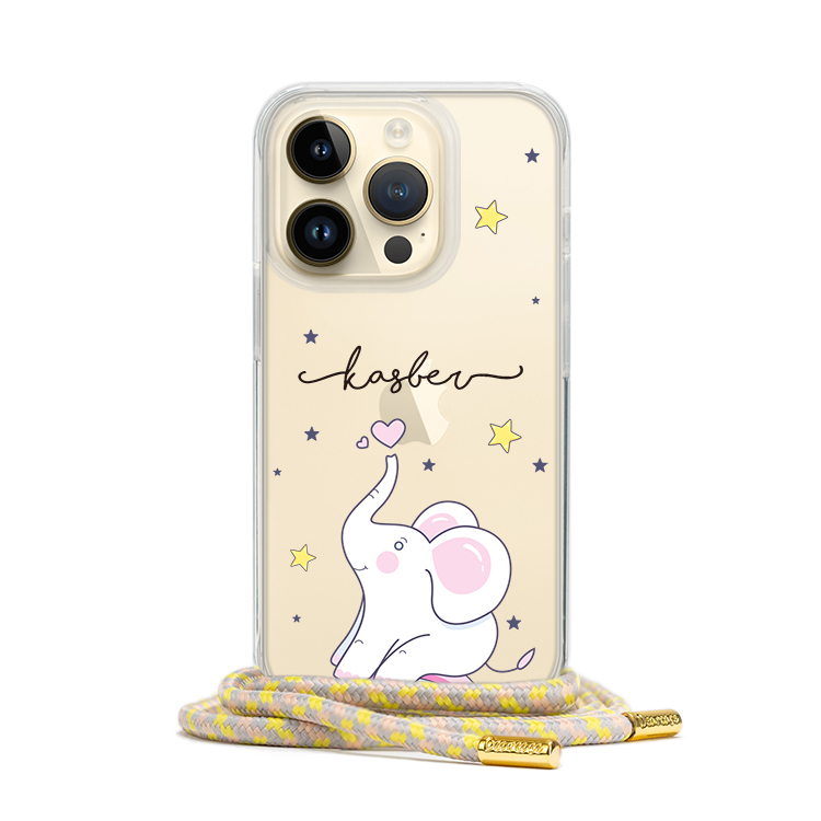 白色小象 - (客製化) iPhone透明掛繩手機殼