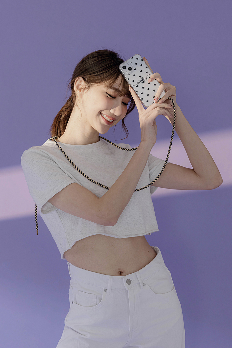 黑色愛心 - (客製化) iPhone透明掛繩手機殼