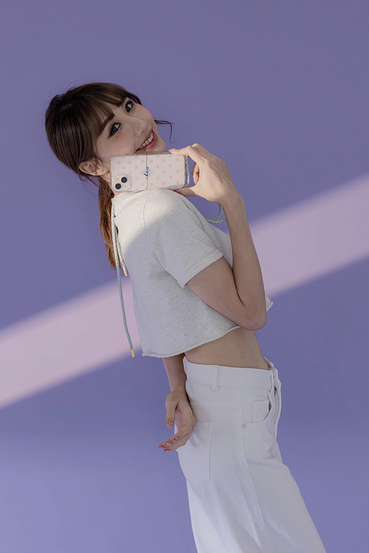 粉色愛心 - (客製化) iPhone透明掛繩手機殼