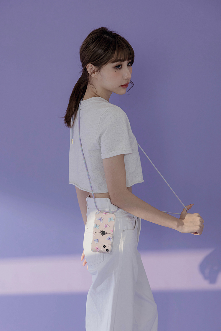 少女風蝴蝶 - (客製化) iPhone透明掛繩手機殼