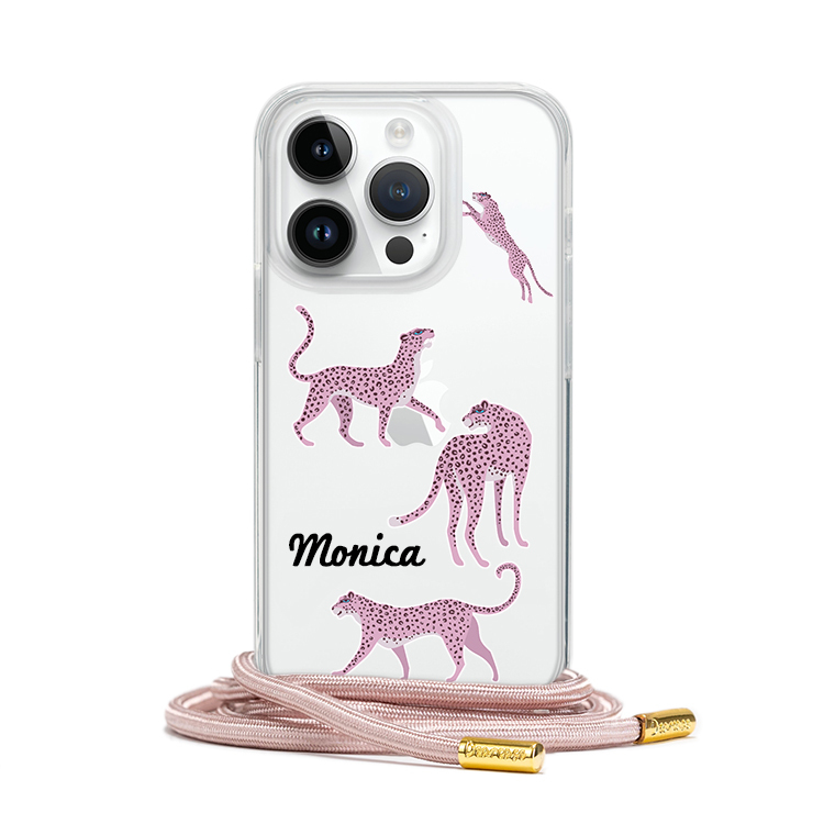 粉紅皮豹 - (客製化) iPhone透明掛繩手機殼
