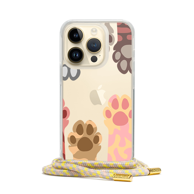 療癒小貓掌 - (客製化) iPhone透明掛繩手機殼