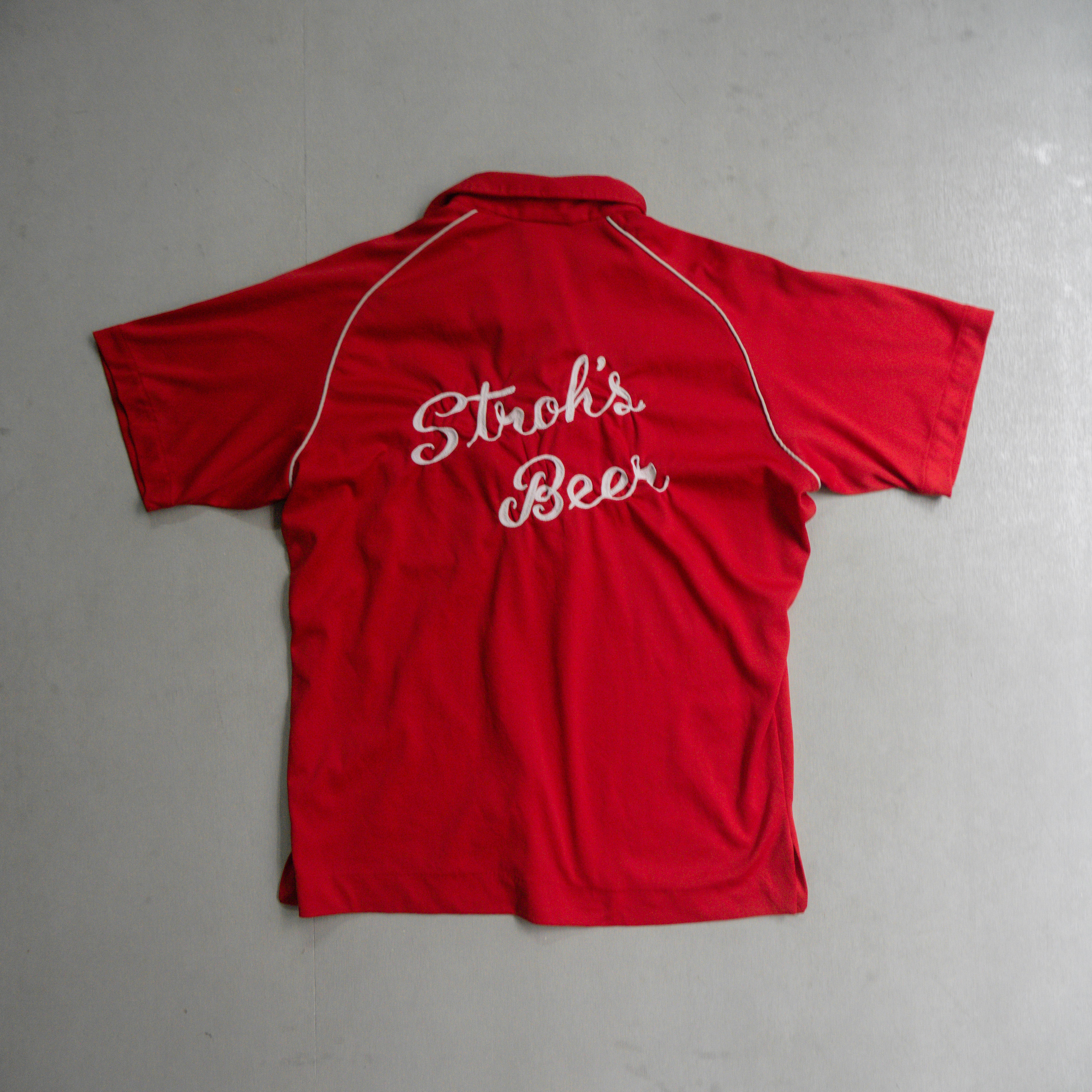 70S KING LOUIE BOWLING SHIRT 美國製 紅色 套頭 印花 保齡球 短袖 襯衫