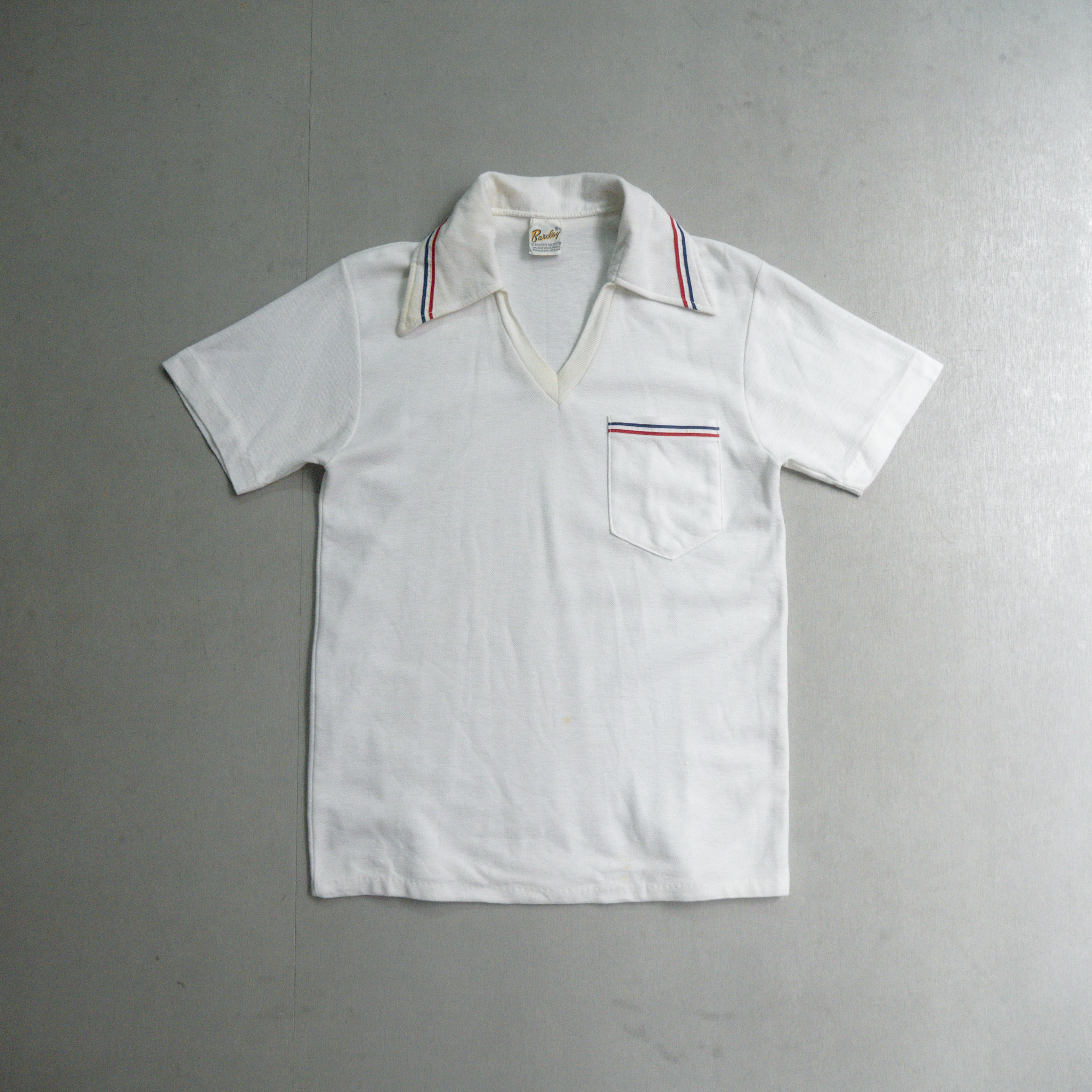 70S BARCLAY KNIT POLO SHIRT 美國製 白色 針織 開領 短袖 套頭衫