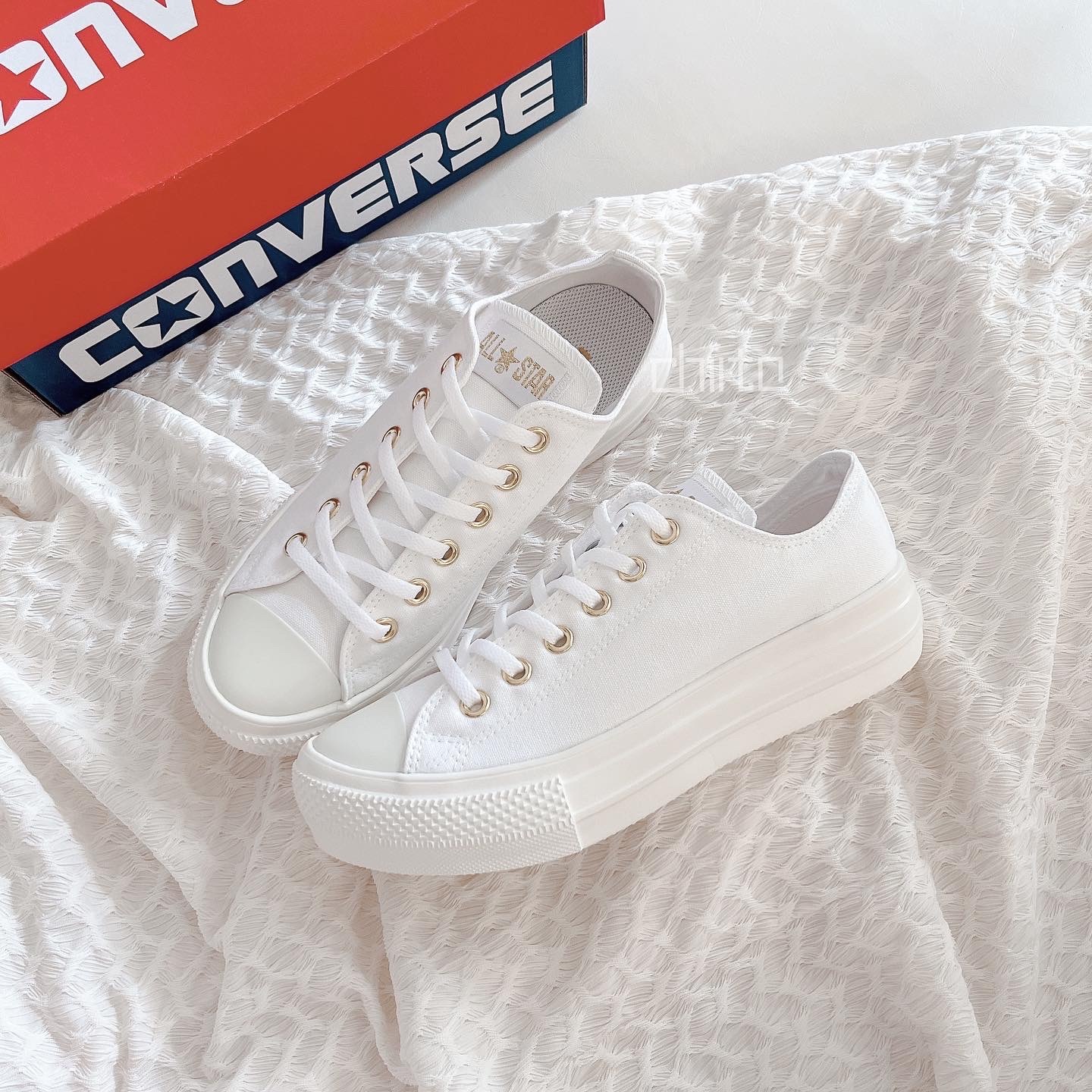 converse ALL STAR 氣質金厚底小白鞋