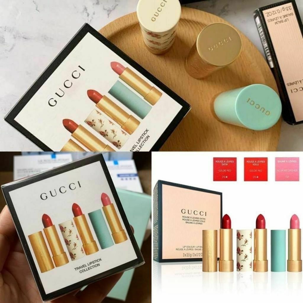 Gucci 碎花唇膏限量三件套裝(規格：1.3g x3)