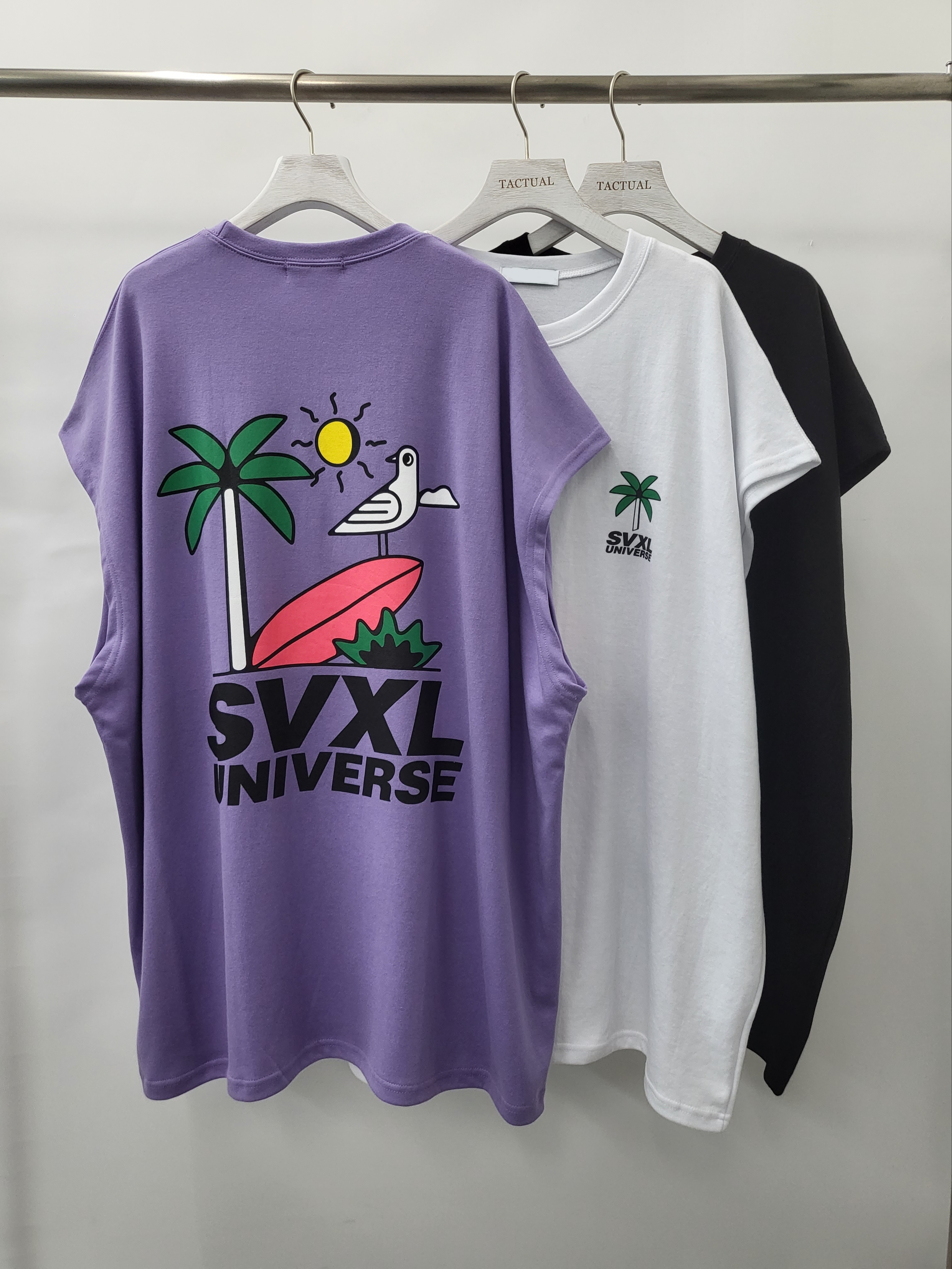 OverSize英文字椰樹背心 V911