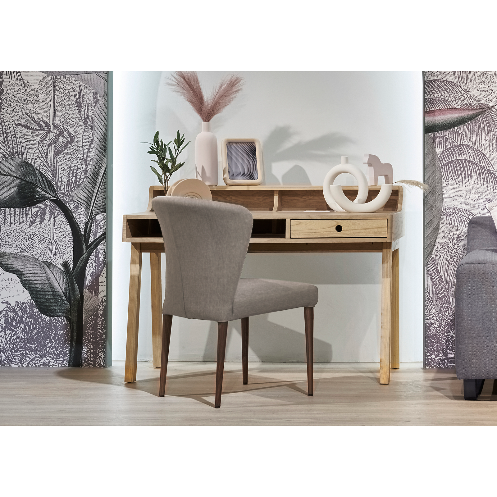 Anne 高耐磨科技皮餐椅/胡桃色腳 - 灰藕色〔CH257A〕【餐桌椅/工業風餐椅】