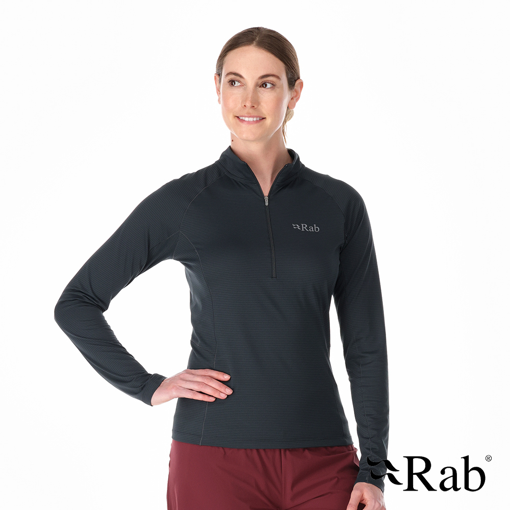 Rab Women's Sonic LS Zip 女款 長袖透氣拉鍊排汗衣 QBL-04-BEL 鯨魚灰 [HappyOutdoor]