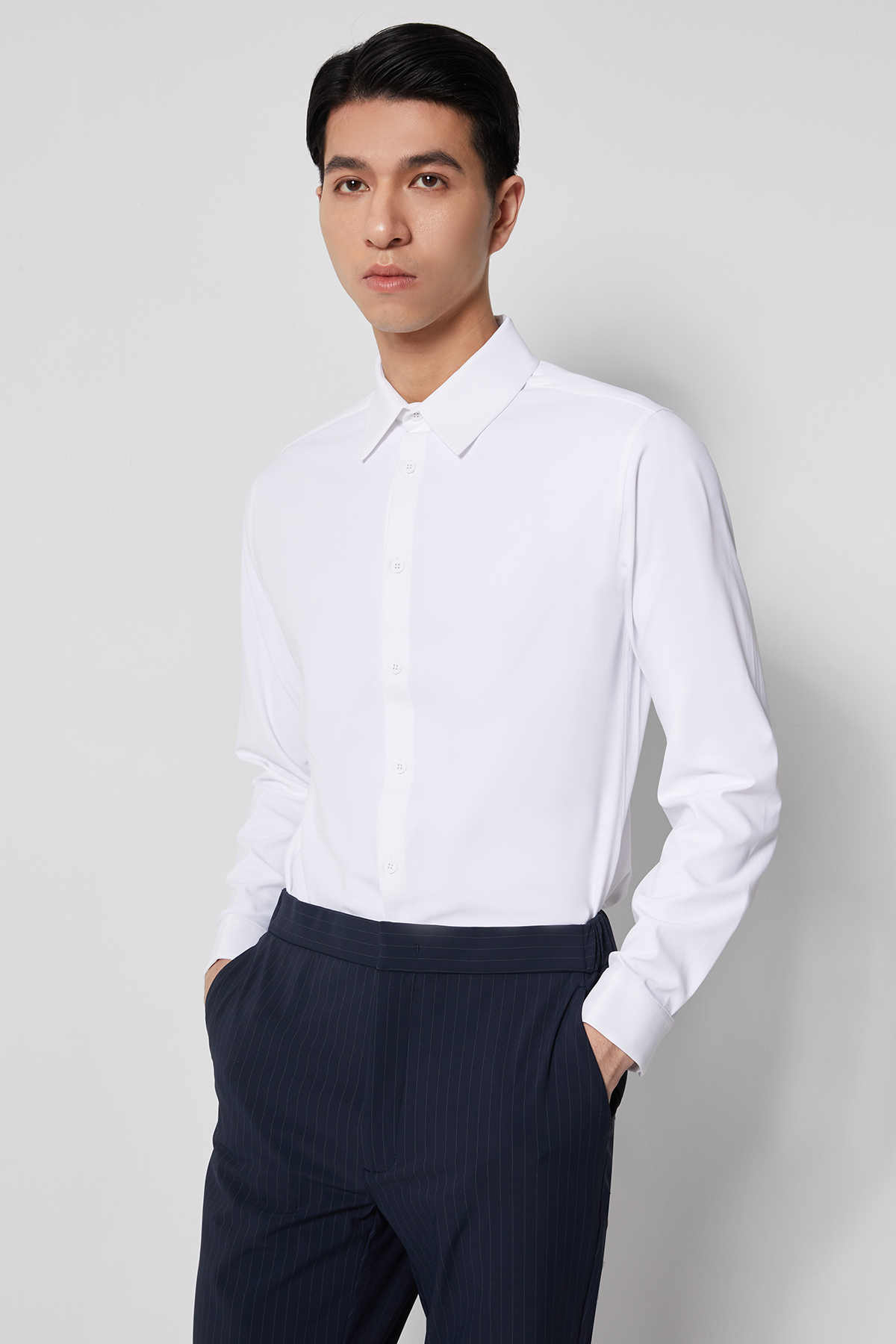 INFINITY 長袖襯衫 SLIM 男（雲白）