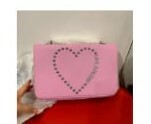 [S] LOVE MOSCHINO PEBBLE LEATHER STUD CROSSBODY BAG,PINK, 8051578978279 (SLM127)
