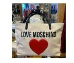 [S] LOVE MOSCHINO HEART LOGO WITH LETTERING SHOPER SHOULDER BAG,WHITE, 8032698612656 (SLM130)
