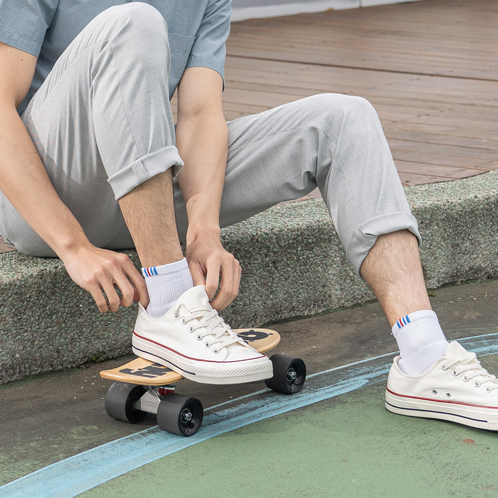 《速碼》氣墊運動襪-光速白-短筒-L〈除臭/厚底〉