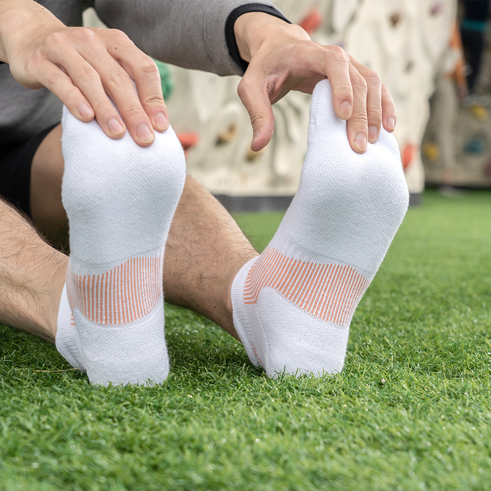 《虹Niji》雙側減壓運動襪-閃光白-船型-L〈除臭/厚底〉