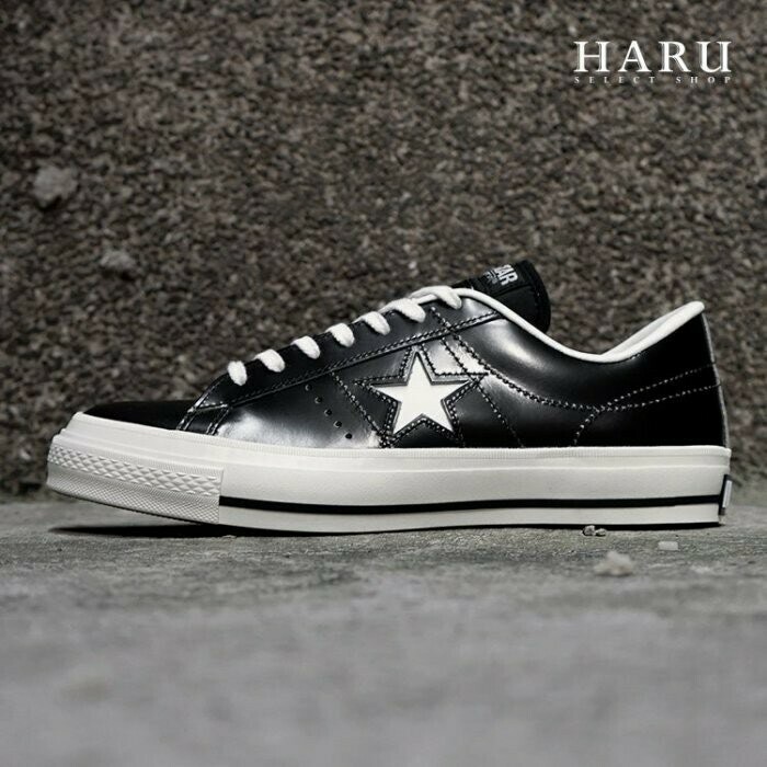 HAru] 日本製造CONVERSE ONE STAR J 真牛皮黑白皮革低筒男鞋余文樂32346511