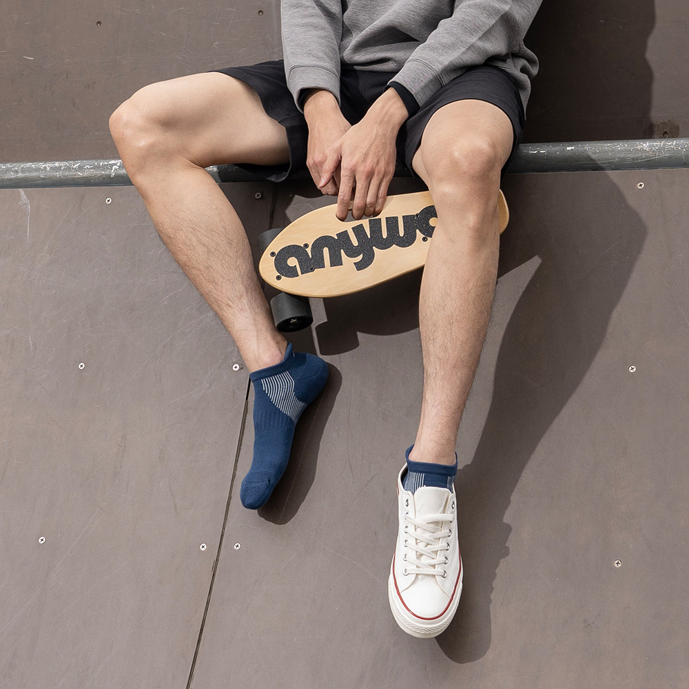 《虹Niji》雙側減壓運動襪-水形藍-船型-L〈除臭/厚底〉