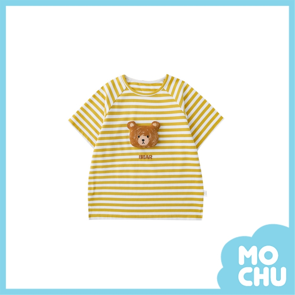 立體熊熊中長款條紋上衣