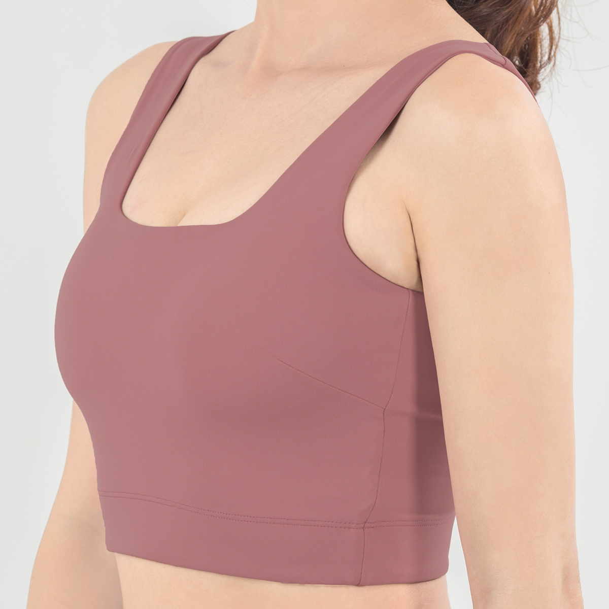 舒適方領運動內衣 豆沙粉