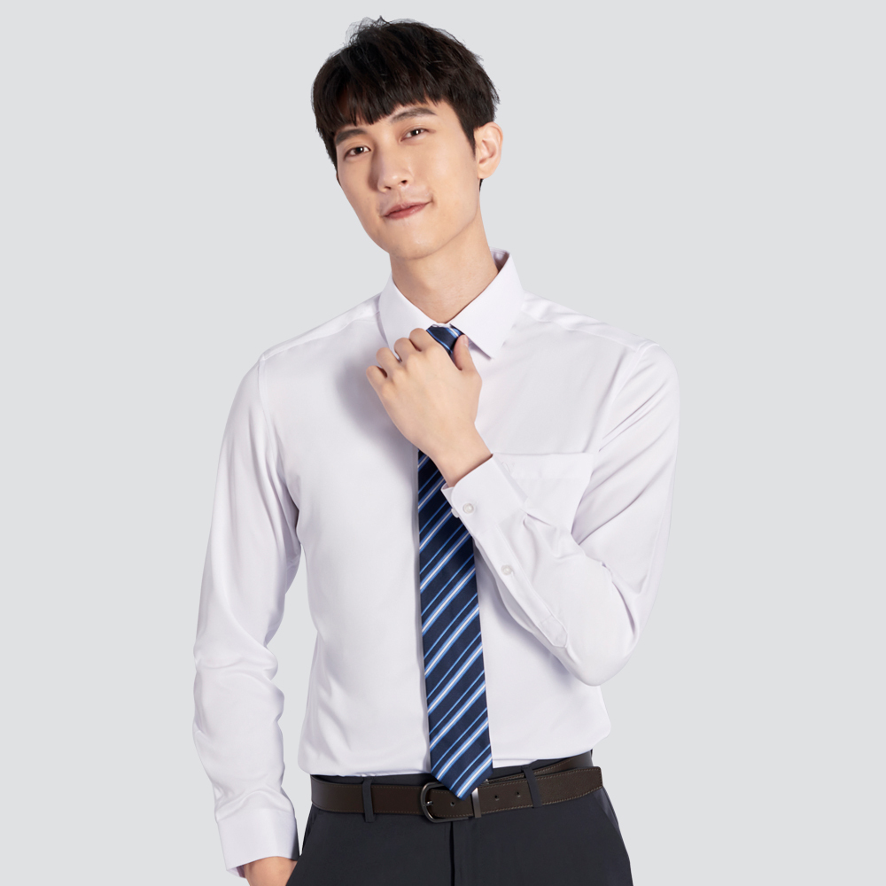 修身彈性長袖襯衫-四色