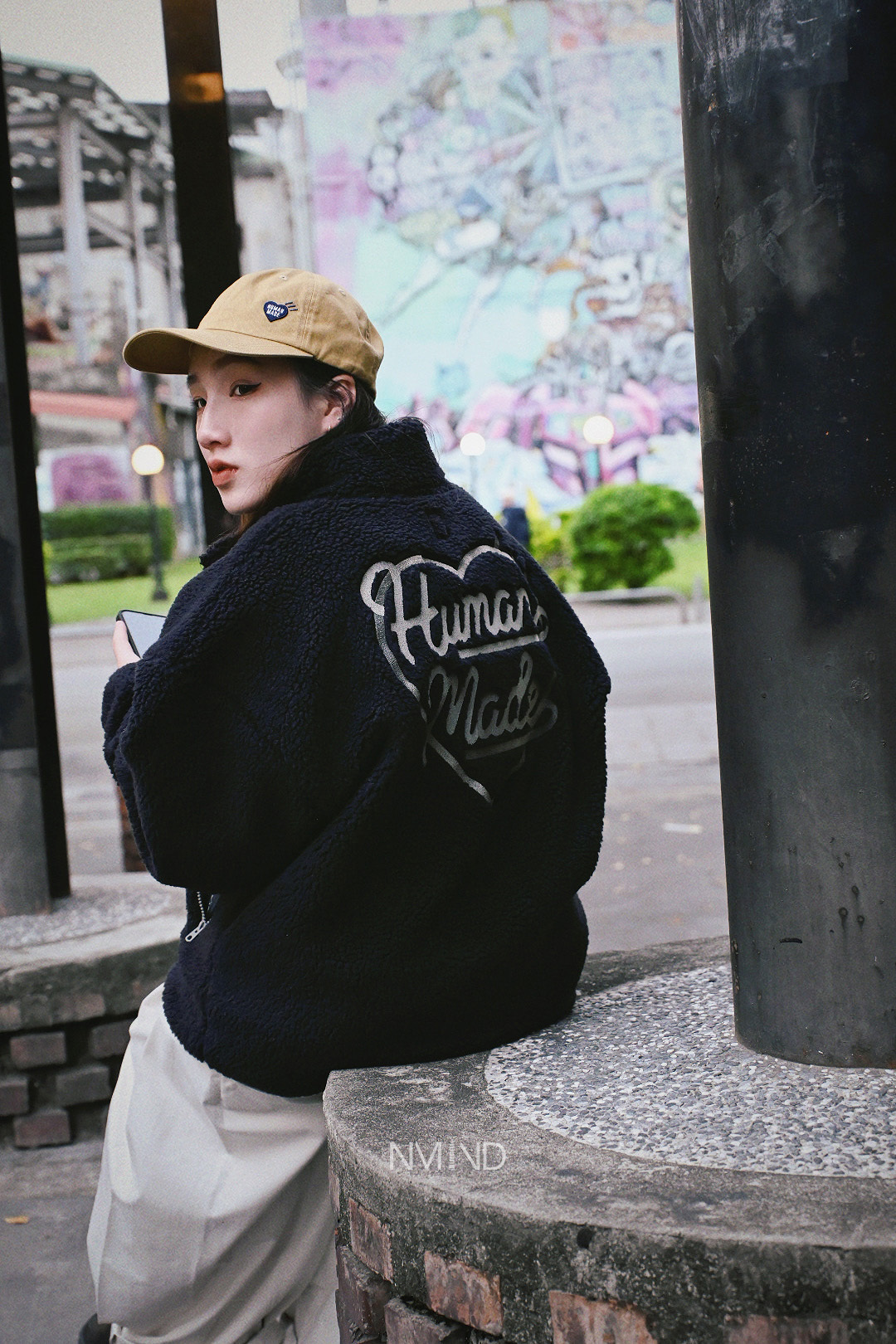 HUMAN MADE 搖粒絨半拉鍊 簍空愛心 長袖 (白/黑)