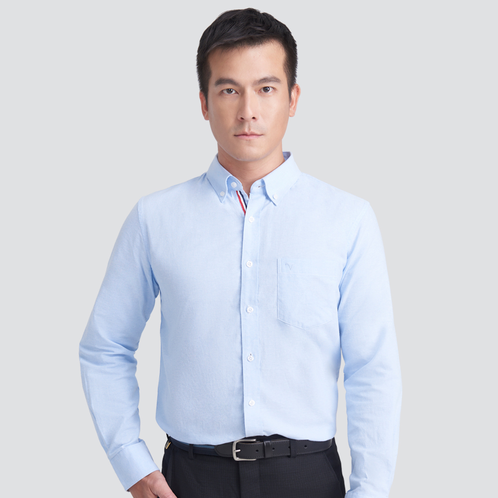 經典牛津長袖襯衫-藍
